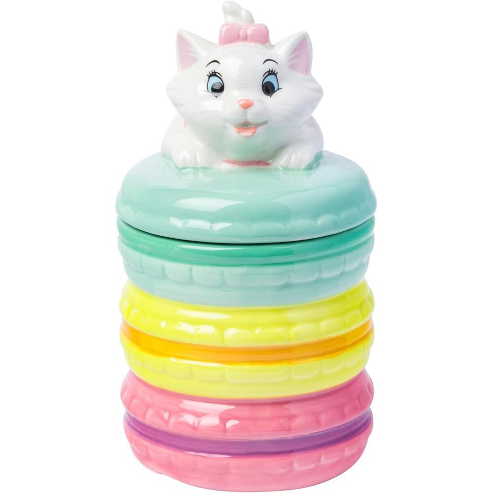 image:imageSilver Buffalo Disney Alice in Wonderland Flowers and Mushrooms Glass Cookie Snack Candy Jar with Lid SmallAristocats Marie Macaron Small Ceramic Sculpted
