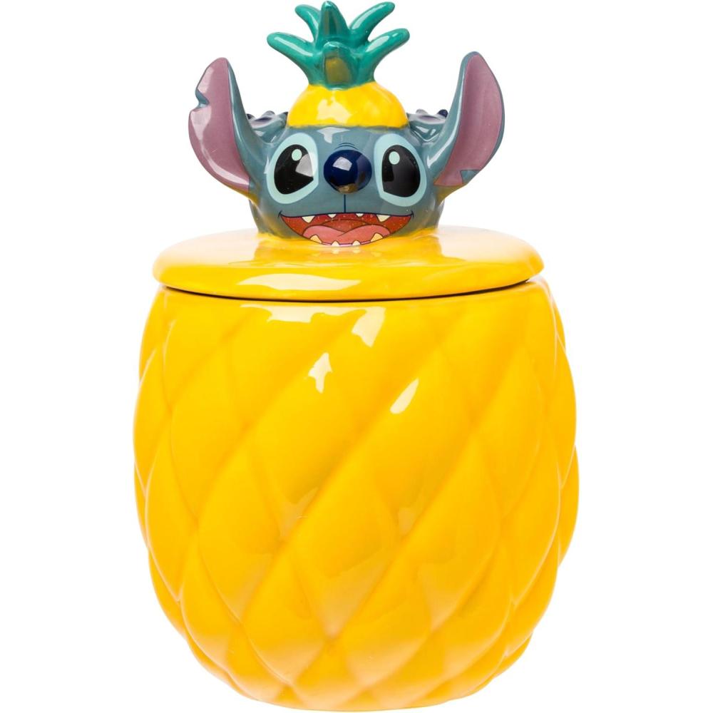 image:imageSilver Buffalo Disney Alice in Wonderland Flowers and Mushrooms Glass Cookie Snack Candy Jar with Lid SmallLilo and Stitch Pineapple Medium Ceramic Sculpted