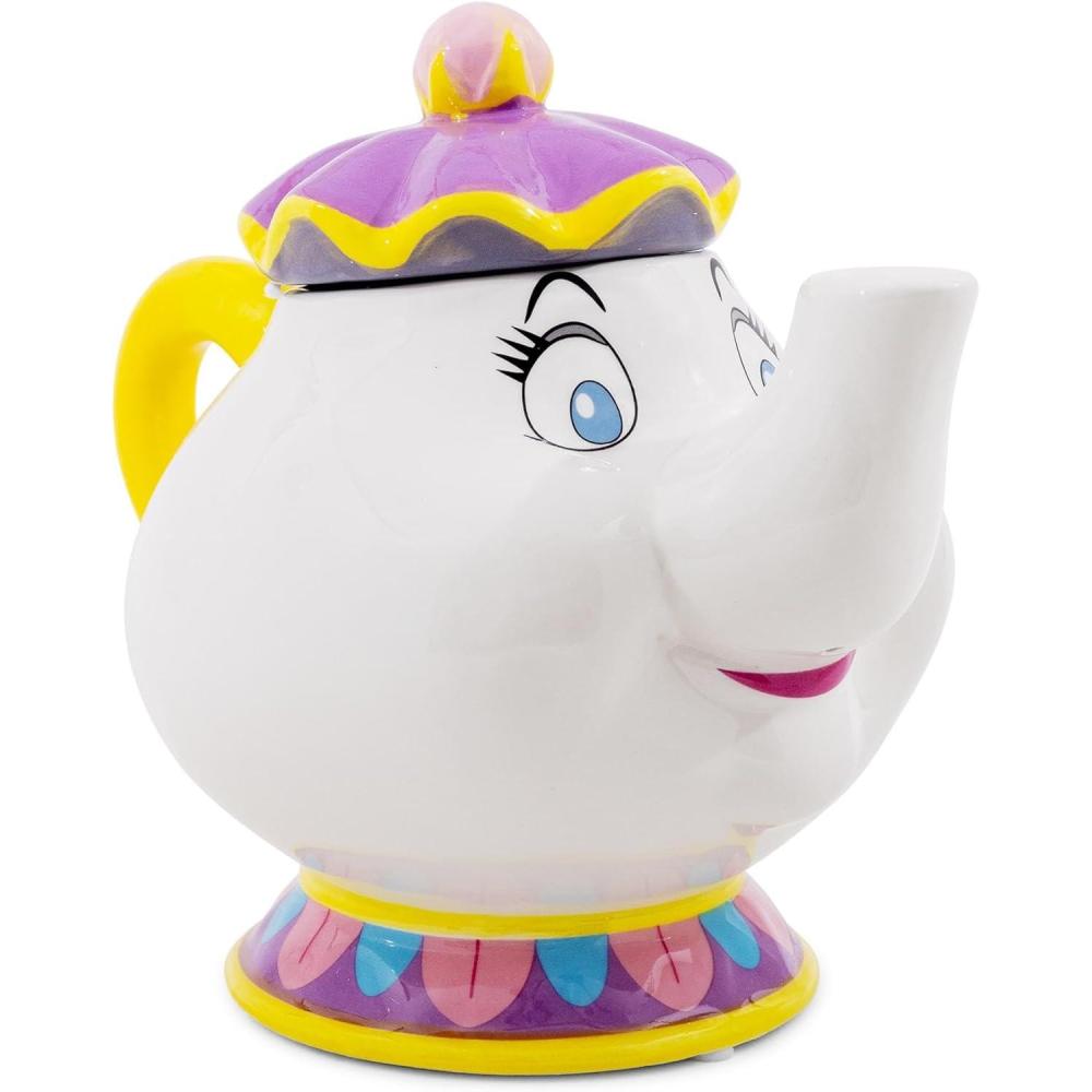 image:imageSilver Buffalo Disney Alice in Wonderland Flowers and Mushrooms Glass Cookie Snack Candy Jar with Lid SmallMrs Potts Small Ceramic Sculpted