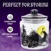 Silver Buffalo Disney Alice in Wonderland Flowers and Mushrooms Glass Cookie Snack Candy Jar with Lid (Small)(Nightmare Before Christmas Moon Hill Graveyard Scene Small (Glass))