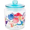 Silver Buffalo Disney Alice in Wonderland Flowers and Mushrooms Glass Cookie Snack Candy Jar with Lid (Small)(Alice in Wonderland Flowers and Mushrooms Small (Glass))
