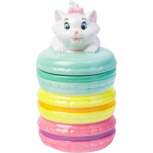 Silver Buffalo Disney Alice in Wonderland Flowers and Mushrooms Glass Cookie Snack Candy Jar with Lid (Small)(Aristocats Marie Macaron Small (Ceramic Sculpted))