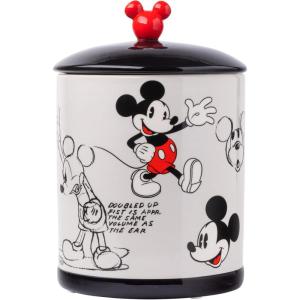 Silver Buffalo Disney Alice in Wonderland Flowers and Mushrooms Glass Cookie Snack Candy Jar with Lid (Small)(Mickey Mouse Sketches Large (Ceramic))