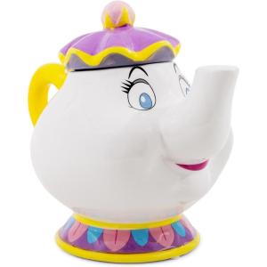 Silver Buffalo Disney Alice in Wonderland Flowers and Mushrooms Glass Cookie Snack Candy Jar with Lid (Small)(Mrs. Potts Small (Ceramic Sculpted))