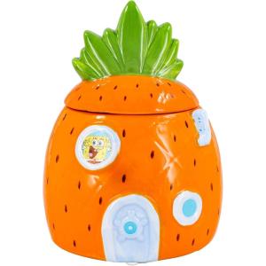 Silver Buffalo Disney Alice in Wonderland Flowers and Mushrooms Glass Cookie Snack Candy Jar with Lid (Small)(Spongebob Squarepants Small (Ceramic Sculpted))
