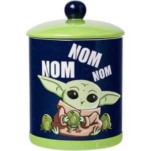 Silver Buffalo Disney Alice in Wonderland Flowers and Mushrooms Glass Cookie Snack Candy Jar with Lid (Small)(The Mandalorian Baby Yoda Nom Nom Small (Ceramic))