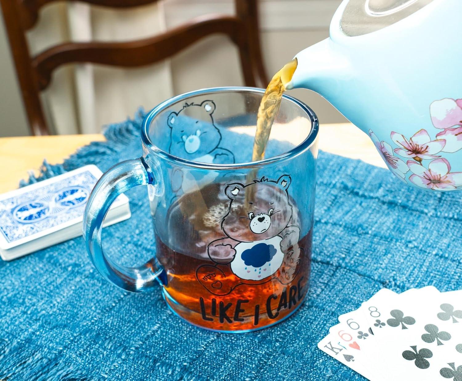 image:imageSilver Buffalo Care Bears Like I Care Glass Coffee Mug Featuring Grumpy Bear 175 Ounces