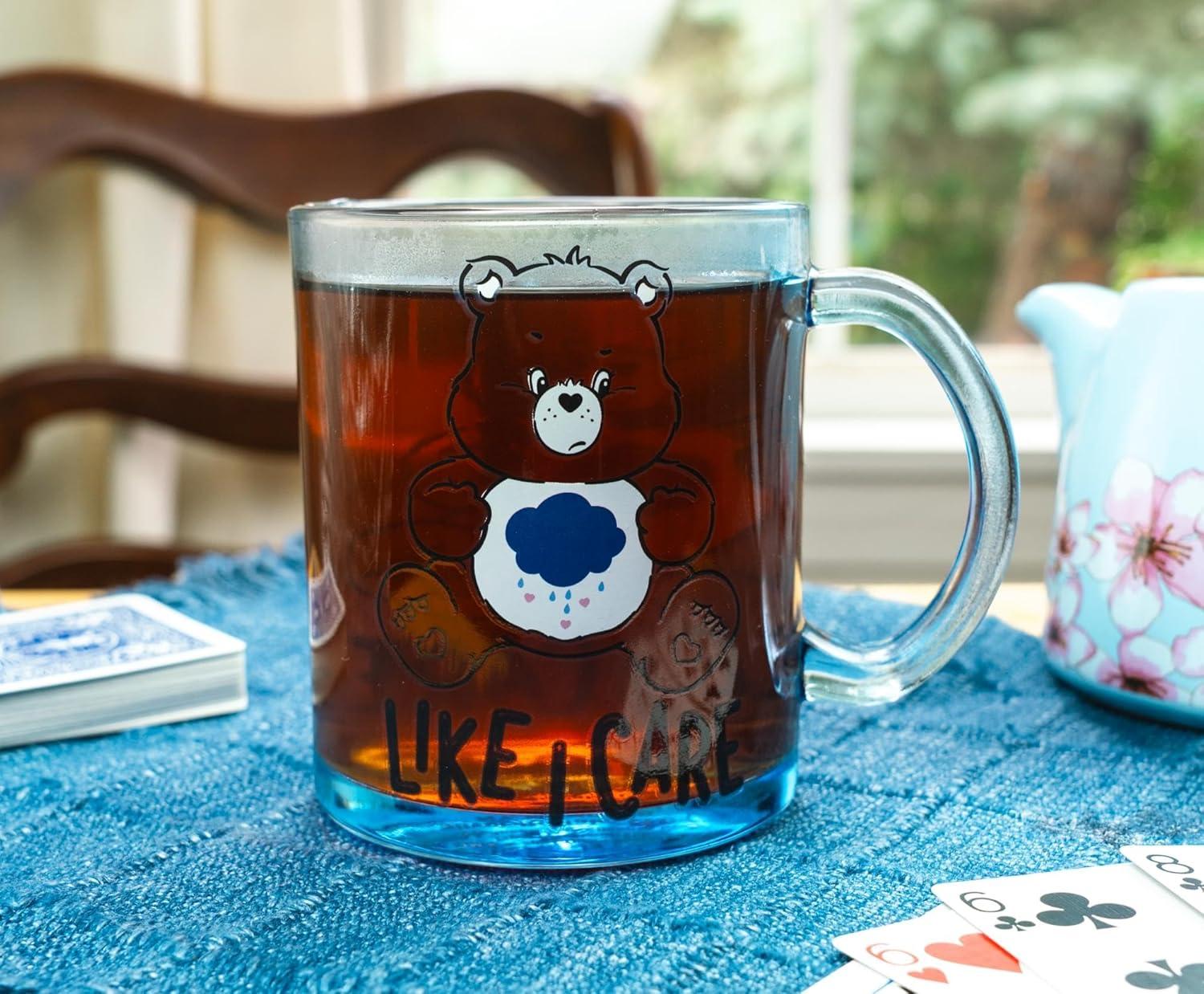 image:imageSilver Buffalo Care Bears Like I Care Glass Coffee Mug Featuring Grumpy Bear 175 Ounces