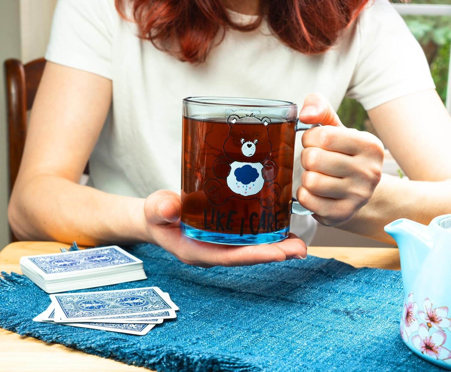 image:imageSilver Buffalo Care Bears Like I Care Glass Coffee Mug Featuring Grumpy Bear 175 Ounces