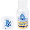 Silver Buffalo Care Bears Boxed Glitter Glass Water Pitcher with Cup Featuring Grumpy Bear, 18 Ounces