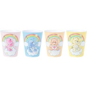 Silver Buffalo Care Bears Rainbow 4 Piece Plastic Mini Cup Set Featuring Cheer, Grumpy, Tenderheart, and Funshine Bear, 1.5 Ounces