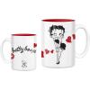 Silver Buffalo Betty Boop Core Betty and Pudgy Hearts Wax Resist 17oz Ceramic Pottery Mug(White/Multi)