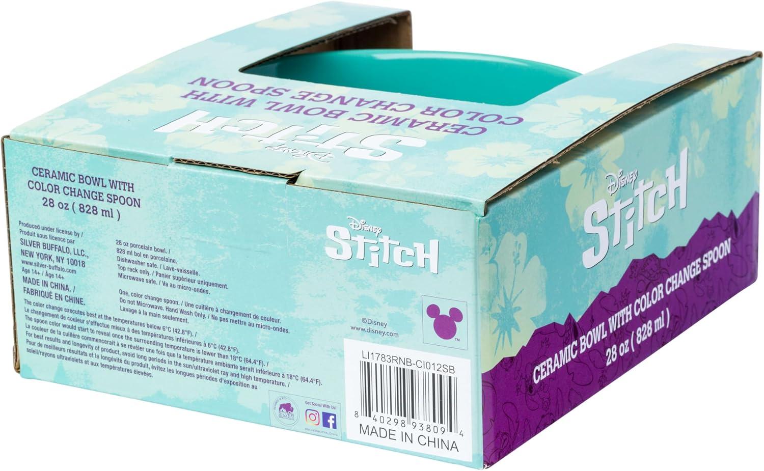 image:imageSilver Buffalo Disney Lilo and Stitch Tropical Ceramic Bowl with Color Changing Spoon Featuring Stitch 28 OuncesDisney Lilo and Stitch Tropical