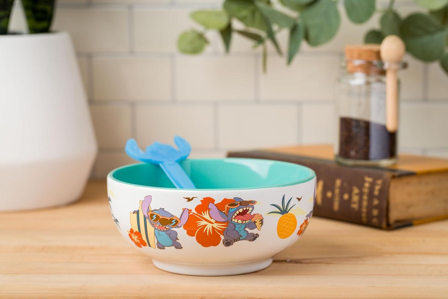 image:imageSilver Buffalo Disney Lilo and Stitch Tropical Ceramic Bowl with Color Changing Spoon Featuring Stitch 28 OuncesDisney Lilo and Stitch Tropical