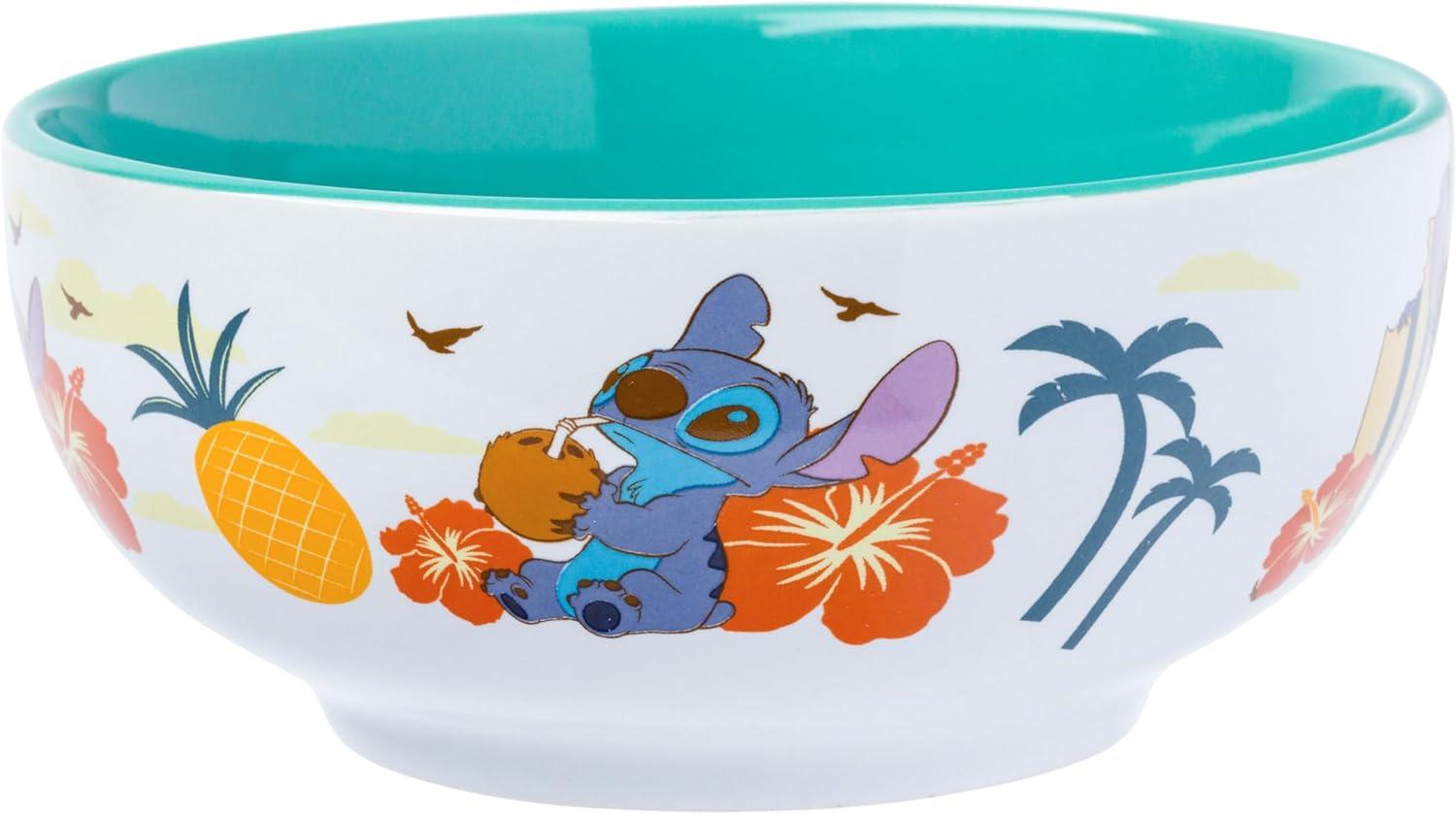 image:imageSilver Buffalo Disney Lilo and Stitch Tropical Ceramic Bowl with Color Changing Spoon Featuring Stitch 28 OuncesDisney Lilo and Stitch Tropical