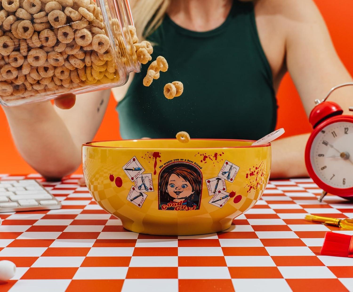 image:imageSilver Buffalo Disney Lilo and Stitch Tropical Ceramic Bowl with Color Changing Spoon Featuring Stitch 28 OuncesYellow