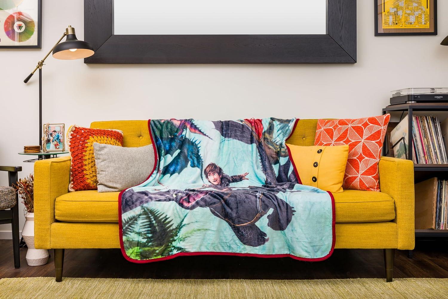 image:imageSilver Buffalo How to Train Your Dragon Hiccup and Fury in Jungle Sublimation Plush Fleece Throw Blanket 45 X 60 250gsm