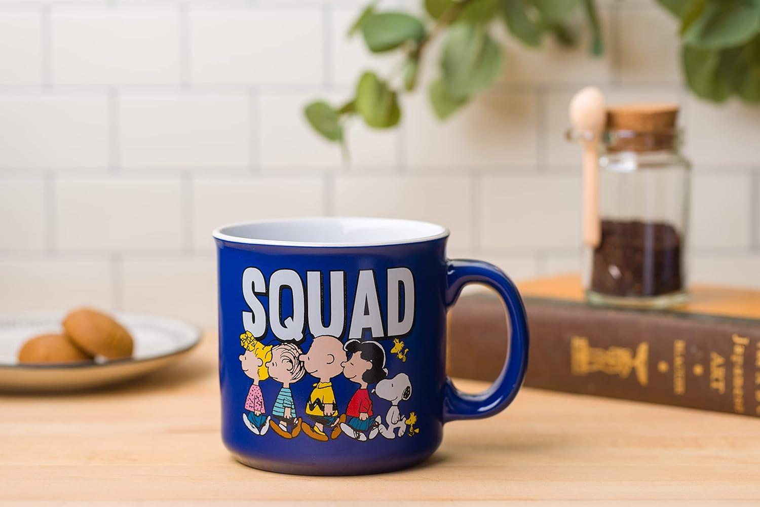 image:imageSilver Buffalo Peanuts Snoopy Woodstock Happy Dance Wax Resist 20oz Ceramic Camper MugPeanuts Squad Camper
