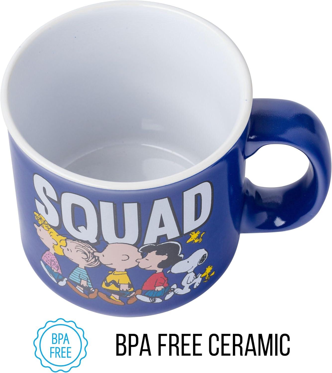image:imageSilver Buffalo Peanuts Snoopy Woodstock Happy Dance Wax Resist 20oz Ceramic Camper MugPeanuts Squad Camper
