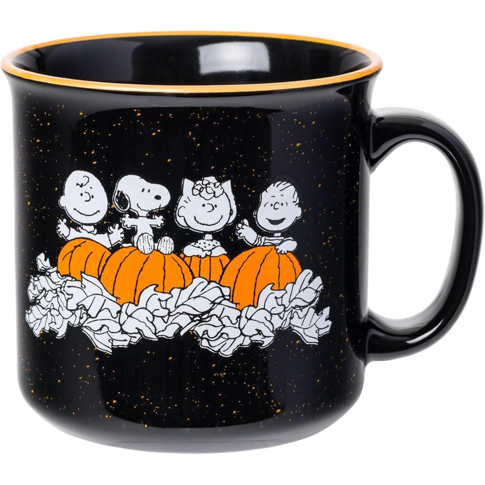 image:imageSilver Buffalo Peanuts Snoopy Woodstock Happy Dance Wax Resist 20oz Ceramic Camper MugPeanuts Happy Halloween Camper