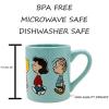 Silver Buffalo Peanuts Snoopy Woodstock Happy Dance Wax Resist 20oz Ceramic Camper Mug(Peanuts Group Profile Walk)