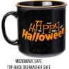 Silver Buffalo Peanuts Snoopy Woodstock Happy Dance Wax Resist 20oz Ceramic Camper Mug(Peanuts Happy Halloween (Camper))