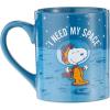 Silver Buffalo Peanuts Snoopy Woodstock Happy Dance Wax Resist 20oz Ceramic Camper Mug(Peanuts Snoopy I Need My Space)