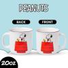 Silver Buffalo Peanuts Snoopy Woodstock Happy Dance Wax Resist 20oz Ceramic Camper Mug(Peanuts Snoopy and Woodstock (Camper))