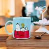 Silver Buffalo Peanuts Snoopy Woodstock Happy Dance Wax Resist 20oz Ceramic Camper Mug(Peanuts Snoopy and Woodstock House)
