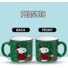 Silver Buffalo Peanuts Snoopy Woodstock Happy Dance Wax Resist 20oz Ceramic Camper Mug(Peanuts Snoopy and Woodstock Puffer Jacket (Camper))