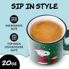 Silver Buffalo Peanuts Snoopy Woodstock Happy Dance Wax Resist 20oz Ceramic Camper Mug(Peanuts Snoopy and Woodstock Puffer Jacket (Camper))