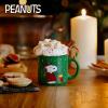 Silver Buffalo Peanuts Snoopy Woodstock Happy Dance Wax Resist 20oz Ceramic Camper Mug(Peanuts Snoopy and Woodstock Puffer Jacket (Camper))