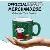 Silver Buffalo Peanuts Snoopy Woodstock Happy Dance Wax Resist 20oz Ceramic Camper Mug(Peanuts Snoopy and Woodstock Puffer Jacket (Camper))