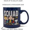 Silver Buffalo Peanuts Snoopy Woodstock Happy Dance Wax Resist 20oz Ceramic Camper Mug(Peanuts Squad)
