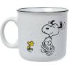 Silver Buffalo Peanuts Snoopy Woodstock Happy Dance Wax Resist 20oz Ceramic Camper Mug(White/Multi)