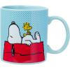 Silver Buffalo Peanuts Snoopy Woodstock Happy Dance Wax Resist 20oz Ceramic Camper Mug(Peanuts Snoopy and Woodstock House)
