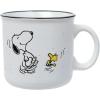 Silver Buffalo Peanuts Snoopy Woodstock Happy Dance Wax Resist 20oz Ceramic Camper Mug(White/Multi)
