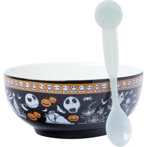 Silver Buffalo Disney Lilo and Stitch Tropical Ceramic Bowl with Color Changing Spoon Featuring Stitch, 28 Ounces(Nightmare Before Christmas)