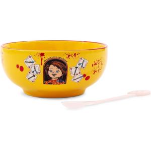Silver Buffalo Disney Lilo and Stitch Tropical Ceramic Bowl with Color Changing Spoon Featuring Stitch, 28 Ounces(Yellow)