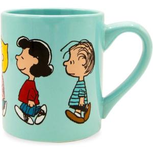 Silver Buffalo Peanuts Snoopy Woodstock Happy Dance Wax Resist 20oz Ceramic Camper Mug(Peanuts Group Profile Walk)