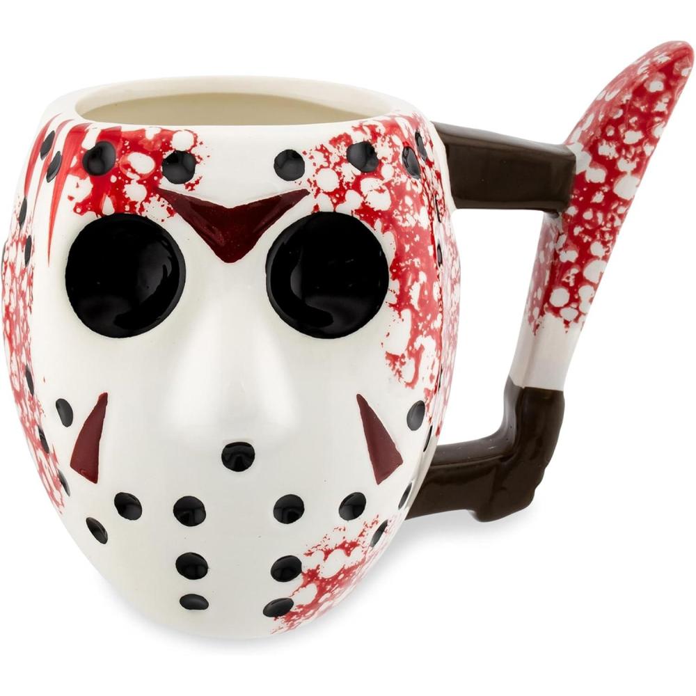 image:imageSilver Buffalo Warner Bros Friday The 13th Jason Mask with Knife Ceramic Coffee 3D Sculpted Mug 1 Count Pack of 1 Multicolor 20 fluid ounceMulticolor