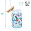 Silver Buffalo Gilmore Girls Glass Tumbler with Bamboo Lid and Glass Straw Featuring Luke’s Diner Designs, 16 Ounces