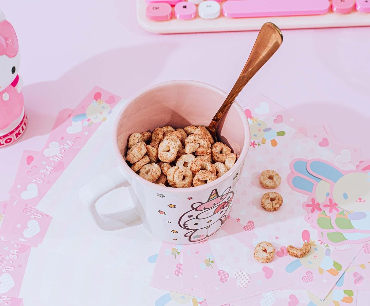 image:imageSilver Buffalo Hello Kitty Unicorn 17oz Wide Latte Ceramic Mug