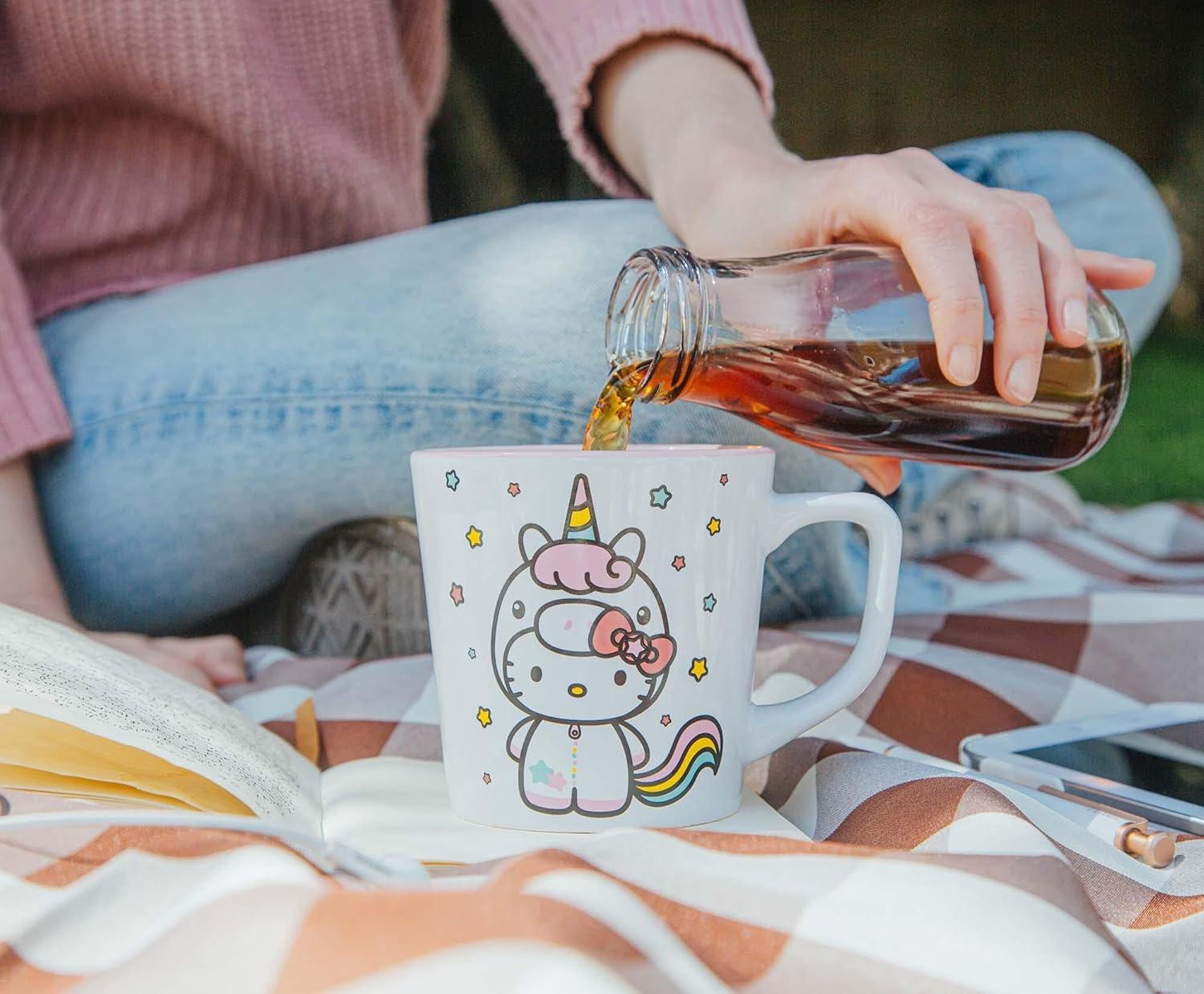 image:imageSilver Buffalo Hello Kitty Unicorn 17oz Wide Latte Ceramic Mug