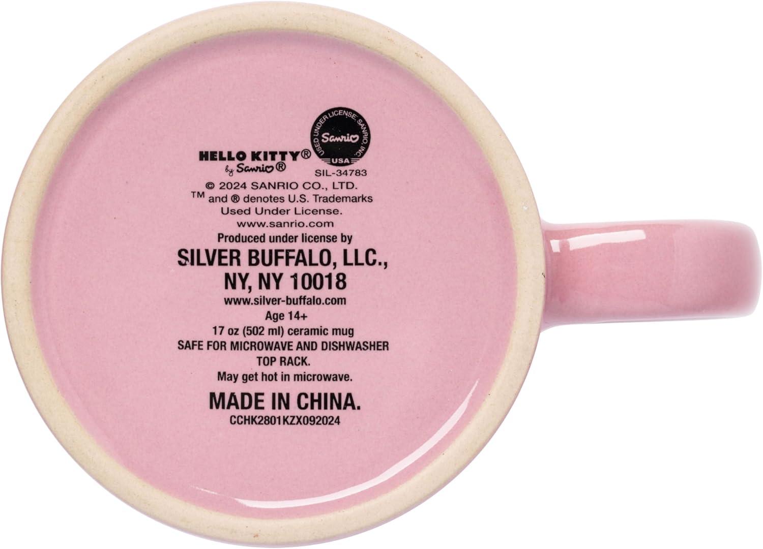image:imageSilver Buffalo Sanrio Hello Kitty Apple Wax Resist Ceramic Pottery Mug 17 Ounces