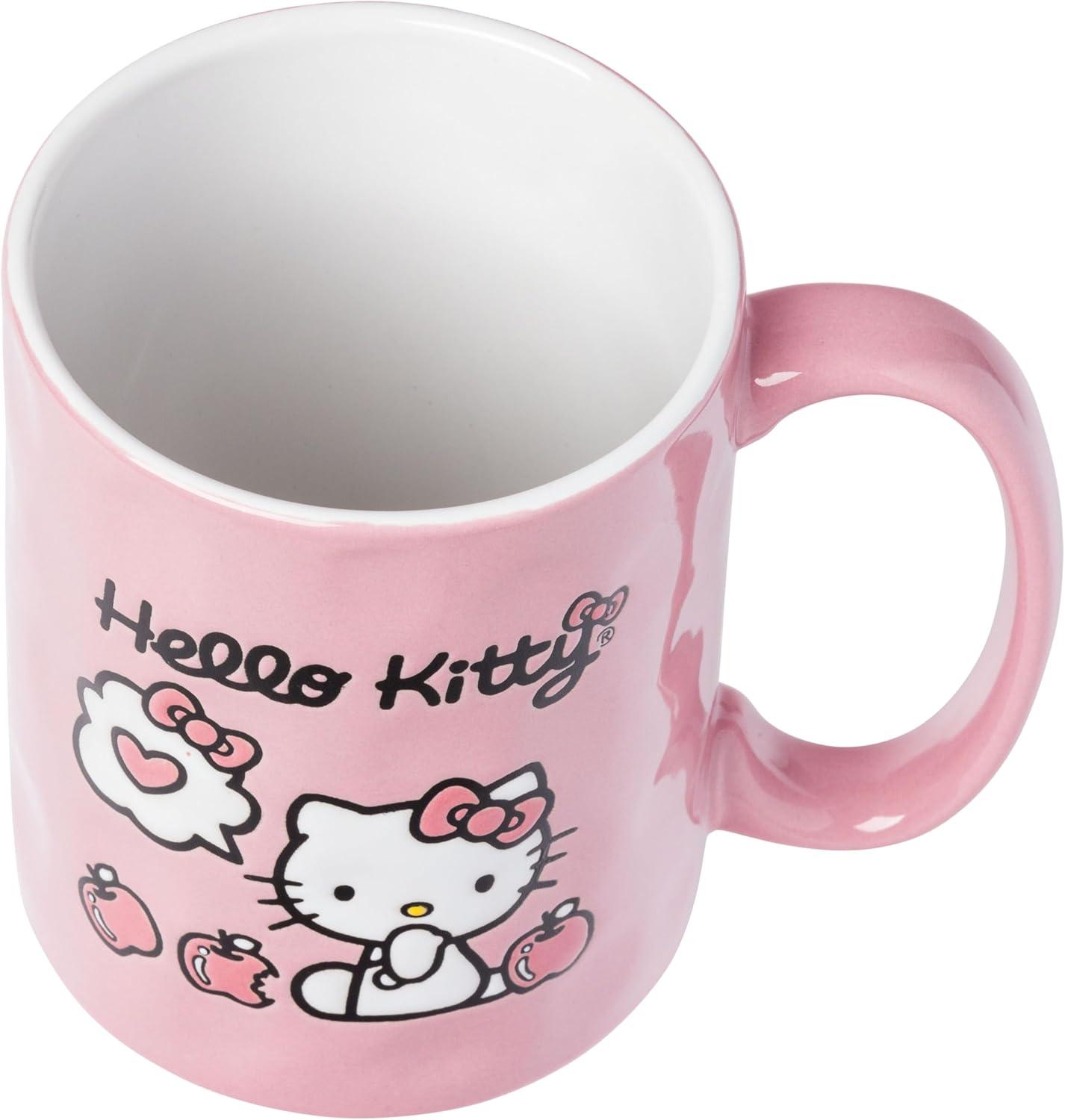 image:imageSilver Buffalo Sanrio Hello Kitty Apple Wax Resist Ceramic Pottery Mug 17 Ounces