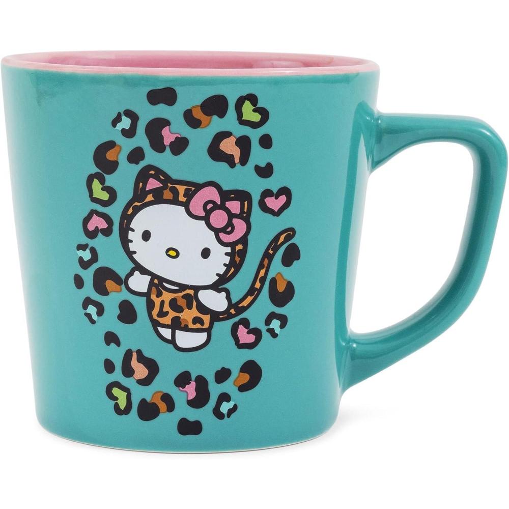 image:imageSilver Buffalo Sanrio Hello Kitty Leopard Wide Latte Ceramic Mug 17 Ounces