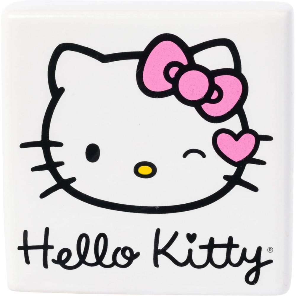 image:imageSilver Buffalo Sanrio Hello Kitty Wink Glitter Ceramic Box Sign 5 x 16 x 5
