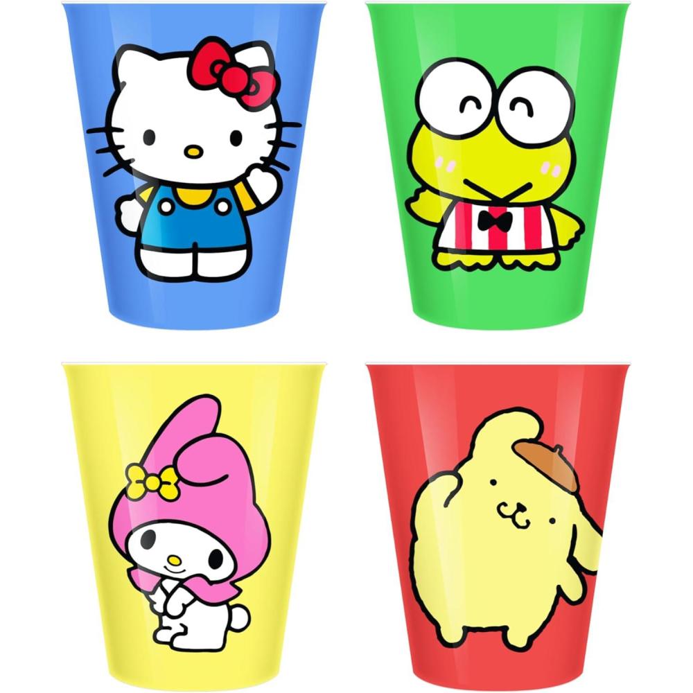 image:imageSilver Buffalo Sanrio Hello Kitty and Friends 4 Piece Plastic Mini Cup Set Featuring Keroppi Hello Kitty My Melody and Pompompurin 15 Ounces