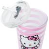 Silver Buffalo Hello Kitty Script Logo Pink 16oz Pint Glass w Lid and Glass Straw(Multicolor)